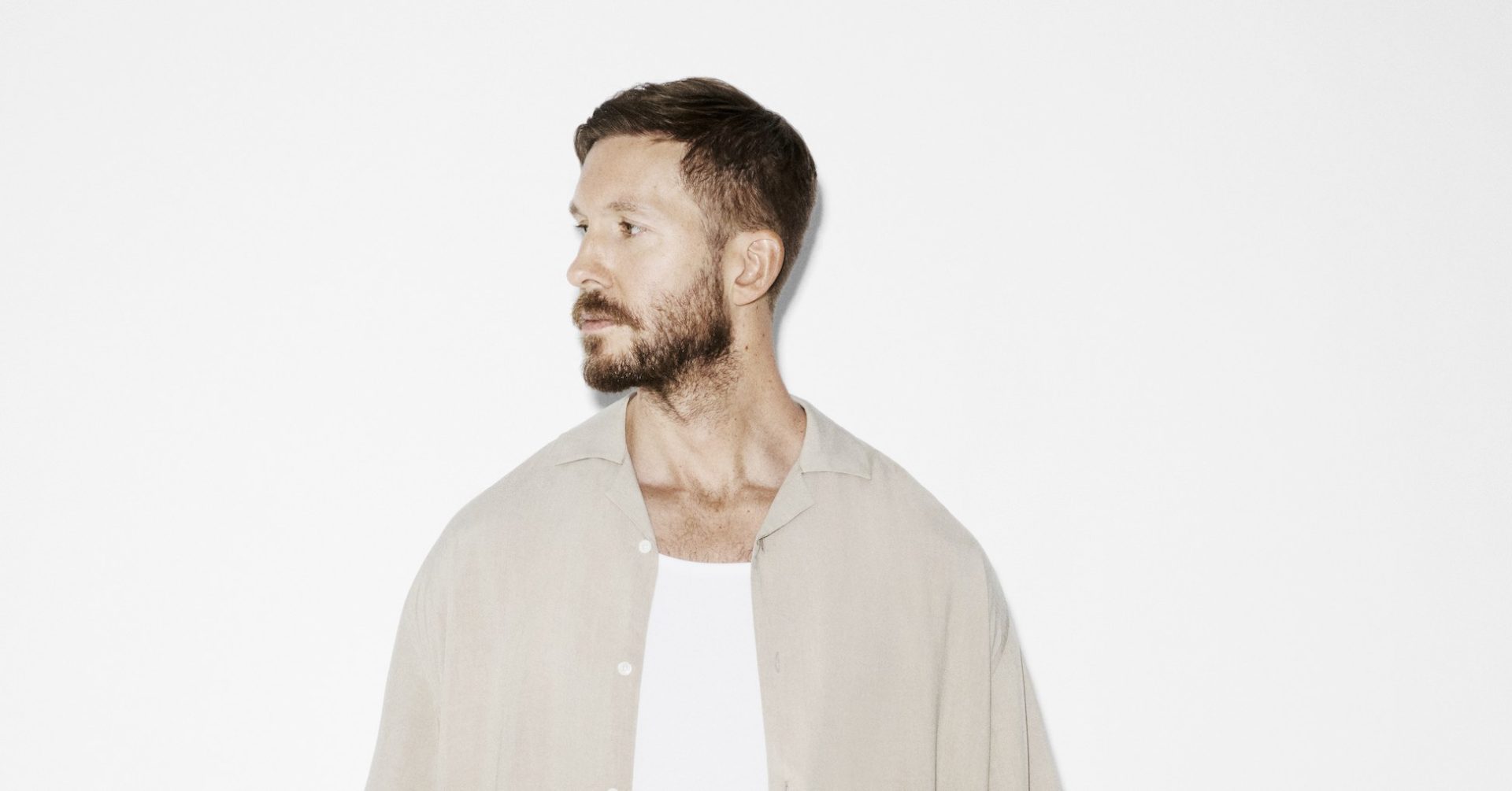 Calvin Harris press photo against a white background