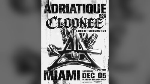 Adriatique B2B Cloonee 6 hour extended sunset set poster for Watson Island Park, Miami