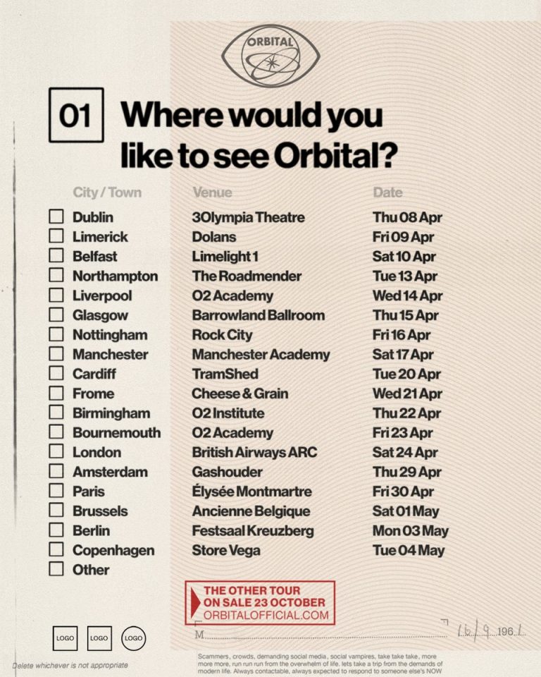 Orbital The Other Tour 2027 poster