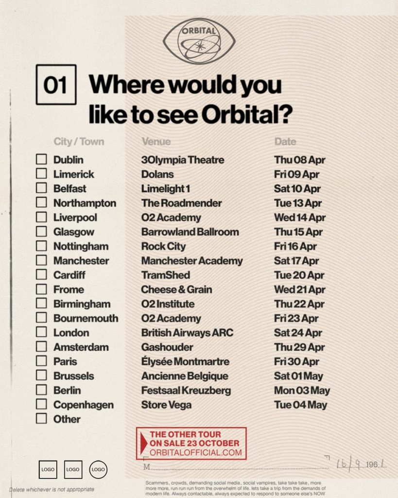Orbital The Other Tour 2027 poster