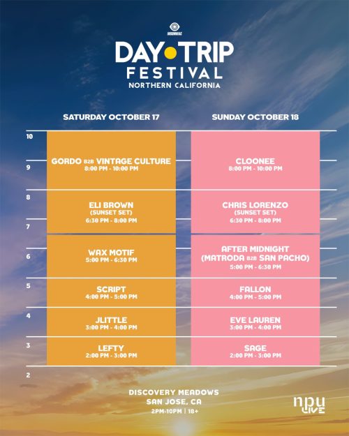 Day Trip NorCal 2026 set times for Discovery Meadow, San Jose