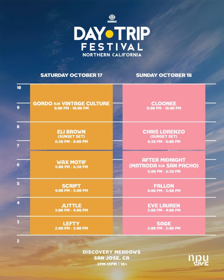 Day Trip NorCal 2026 set times for Discovery Meadow, San Jose