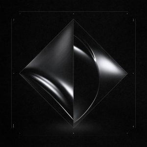 Grafix Blur single cover with a glossy black diamond shape split down the middle on a black background