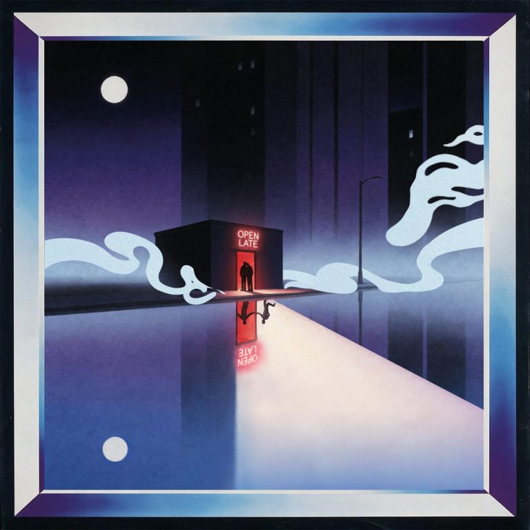 Sammy Virji Open Late album cover with a neon Open Late sign above a red doorway at night