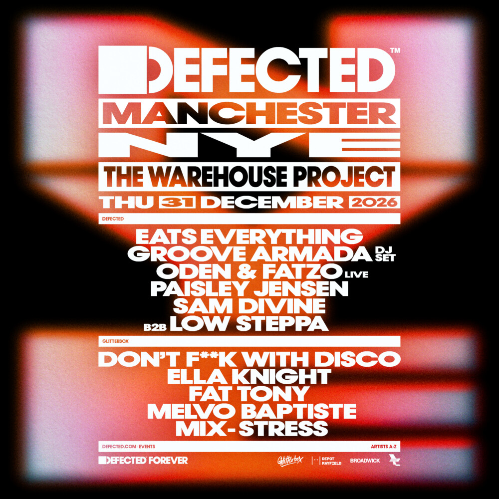 Defected and Glitterbox NYE 2026 at The Warehouse Project lineup poster